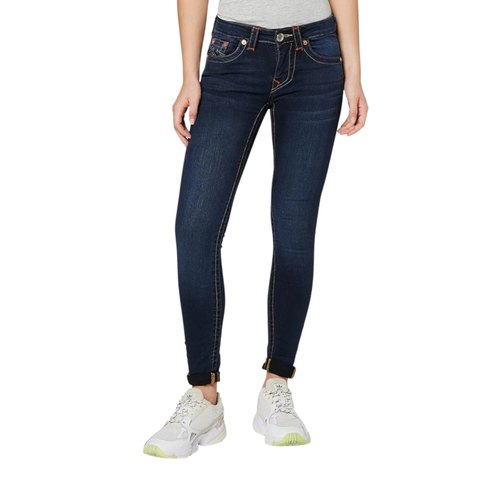 True Religion Jennie Curvy Mid Rise Skinny Jeans Indigo